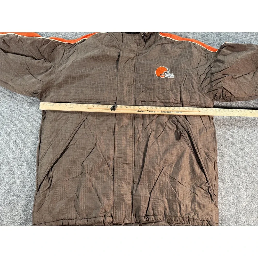 Vintage Cleveland Browns Jacket Mens Large Brown‎ NFL Football Puma Hooded Logo